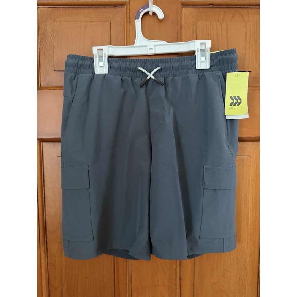 Boys' All In Motion Dark Gray Cargo Shorts Size XL NWT Drawstring At The Knee